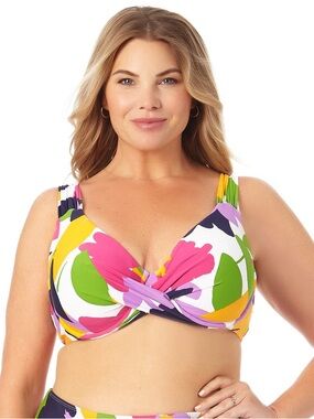 Anne Cole New NWT Underwire Twist Front Floral Bikini Swim Top Plus Size 24W